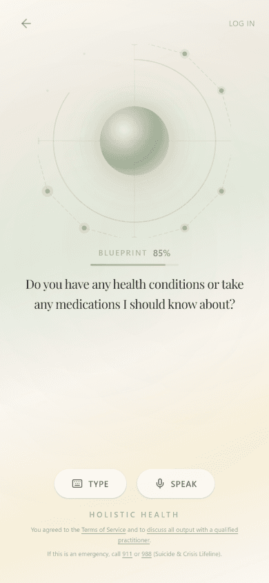 Health conditions question at 85%