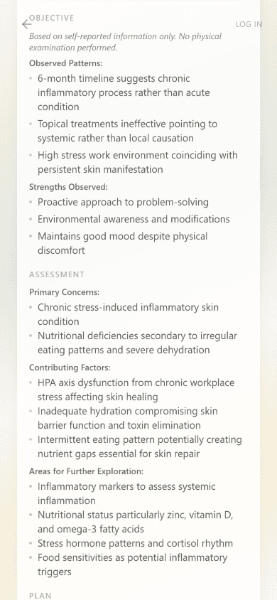 SOAP — objective and assessment