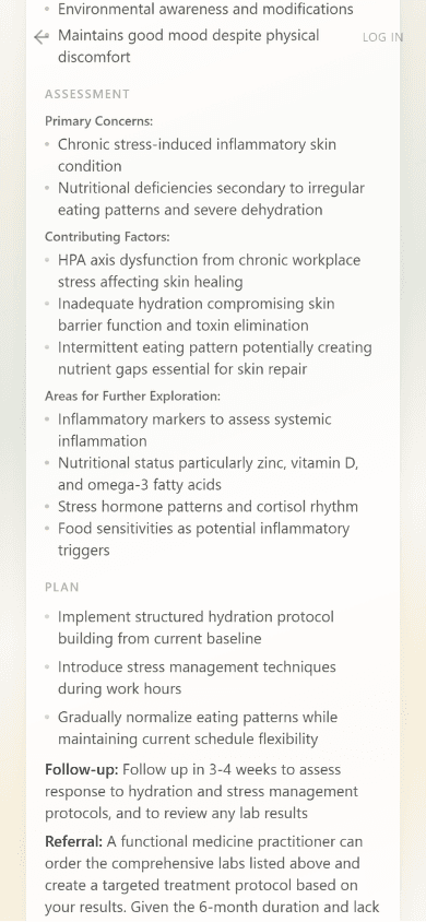 SOAP — assessment and plan