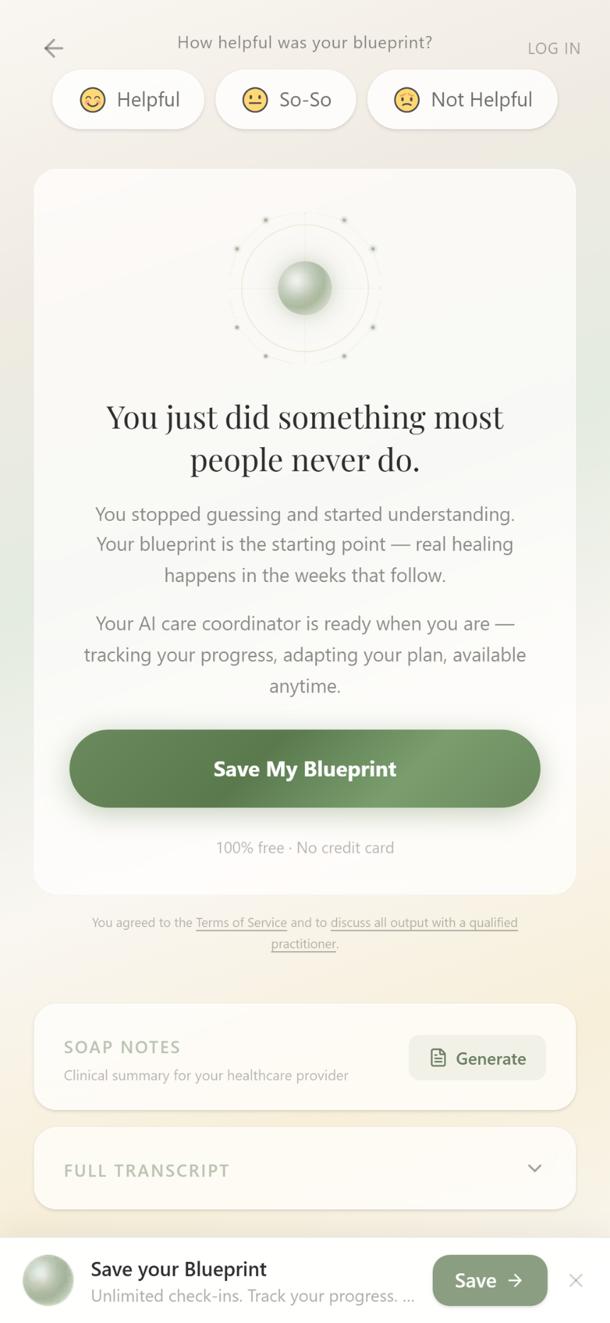 Save your Blueprint — motivational screen