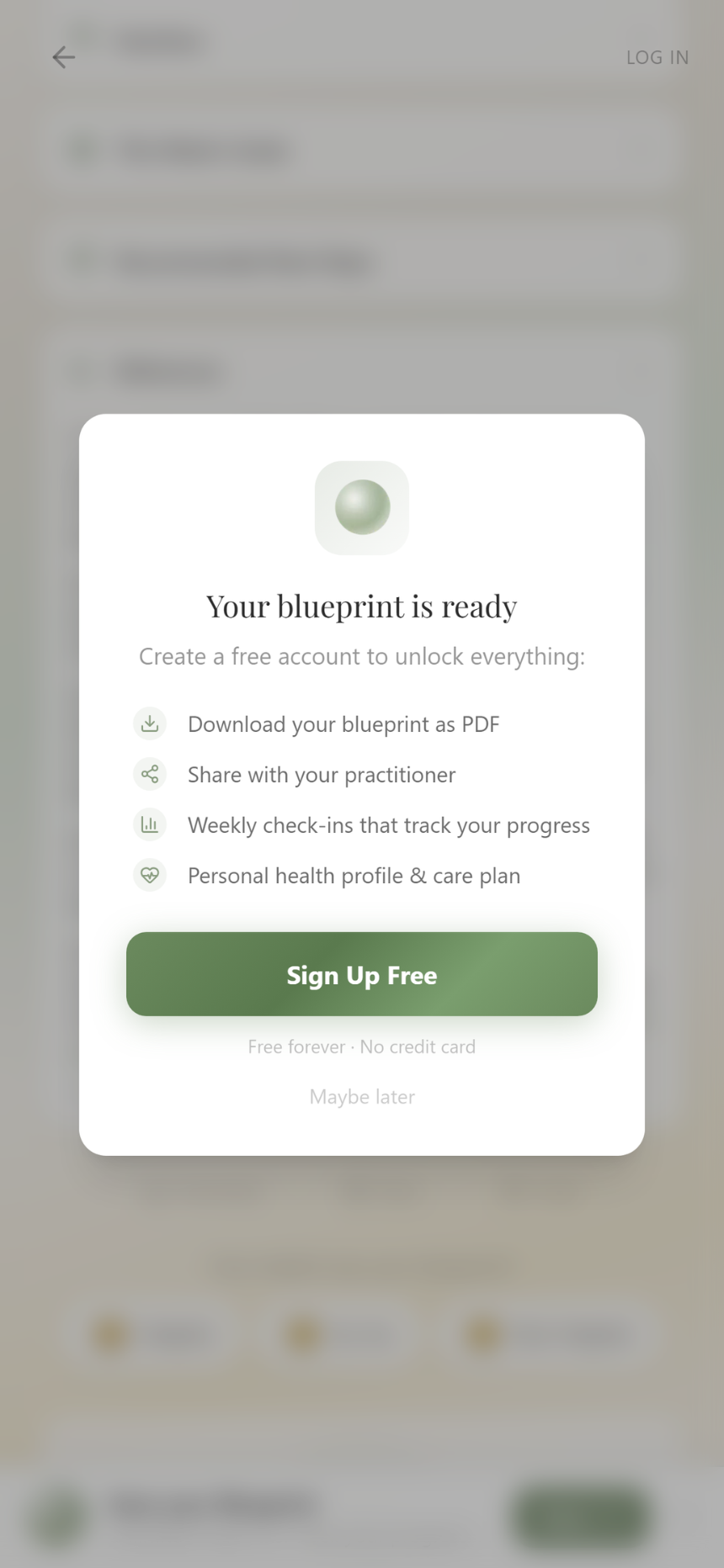 Sign up prompt — save to unlock full profile