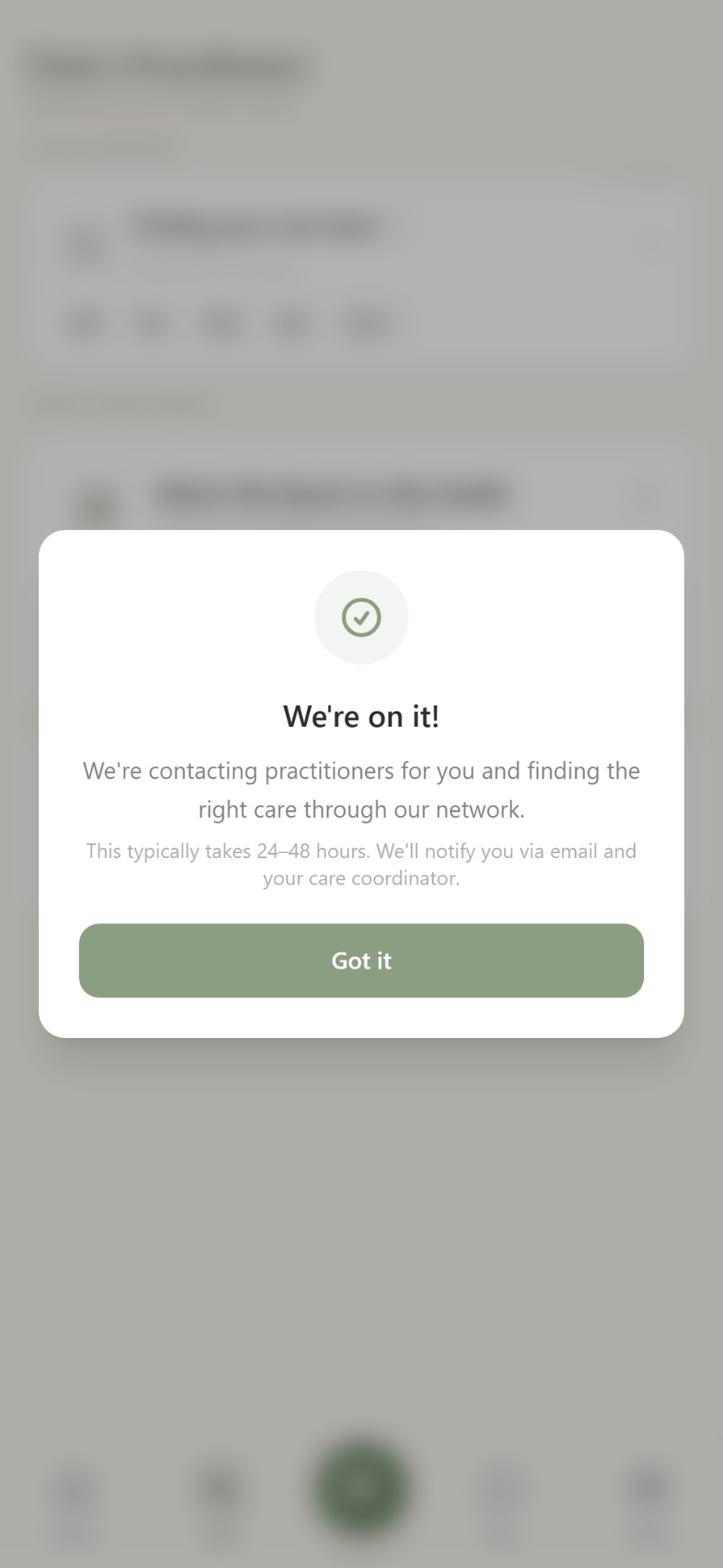 Practitioner request confirmation