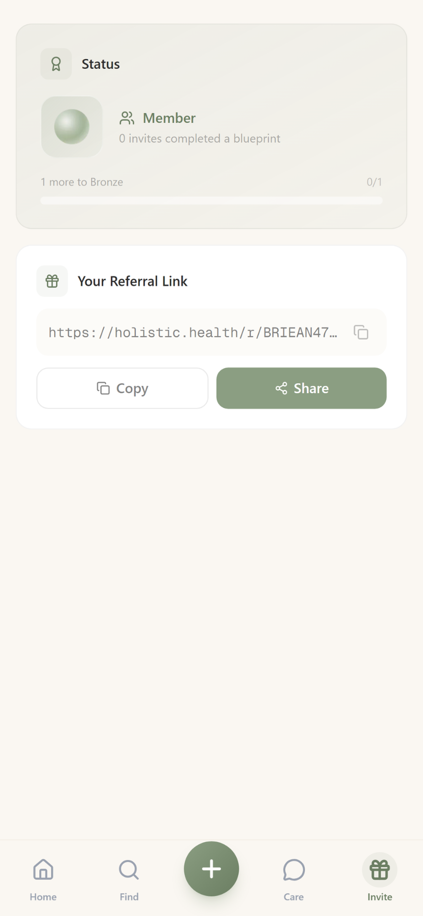 Invite friends — referral tiers and share link